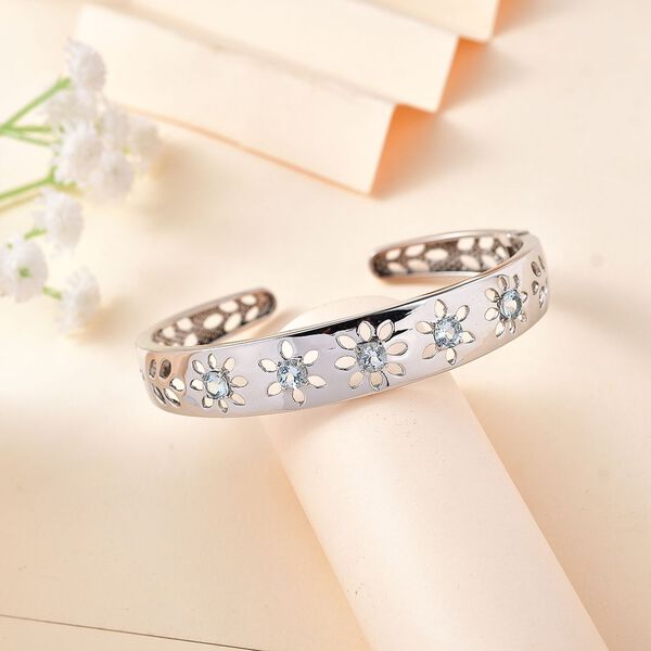 Himmelblauer Topas Armreif ca. 19 cm Edelstahl ca. 2.80 ct image number 2