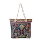 Mehrfarbige Jute-Tasche, 42x34 cm, chinesisches, fröhliches Muster