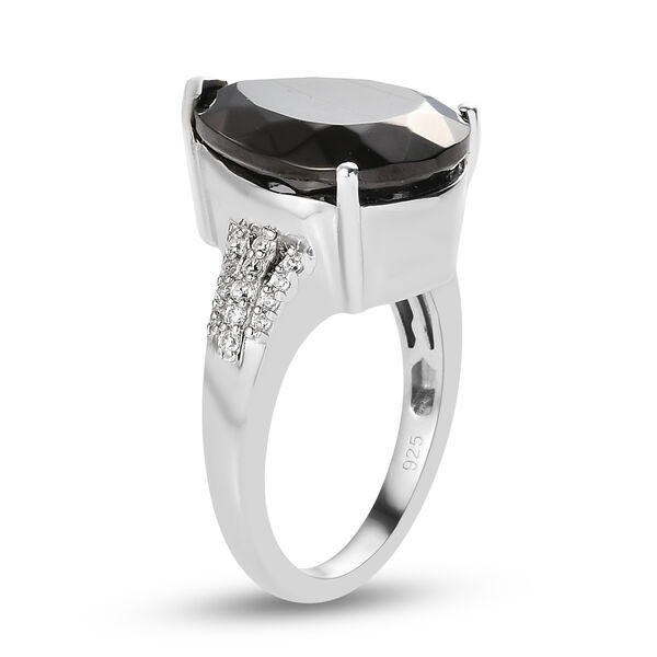 Elite Shungit und Zirkon Ring 925 Silber platiniert image number 5