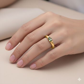 D'Joy AA Tsavorite Granat Ring 925 Silber 750 Gelb Vergoldet (Gr&ouml;&szlig;e 18.00) ca. 0,24 ct