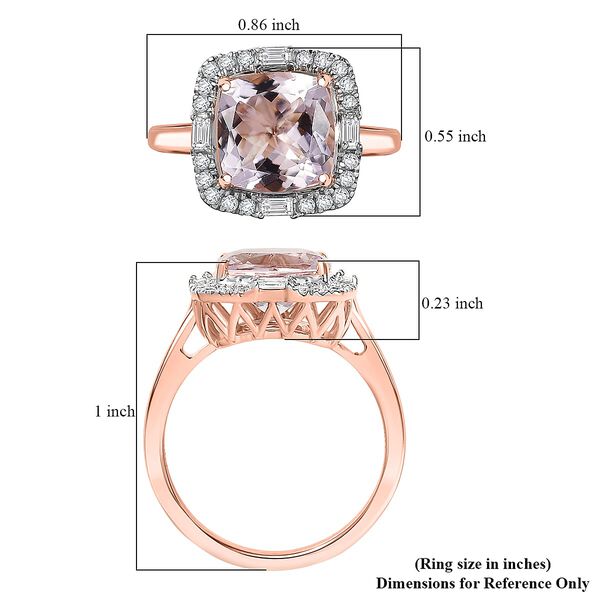 LUXORO AAA Rosa Morganit, Wei&szlig;er Diamant Ring 417 Gold (Gr&ouml;&szlig;e 17.00) ca. 3,26 ct image number 5