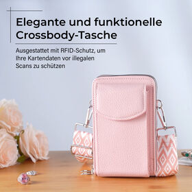 Crossbody Tasche mit RFID-Schutz, 11x6x17,5cm, Rosa