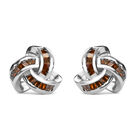 Rote Diamant-Ohrringe, 925 Silber platiniert ca. 0,15 ct