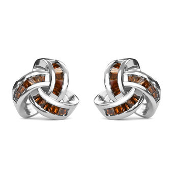 Rote Diamant-Ohrringe, 925 Silber platiniert ca. 0,15 ct