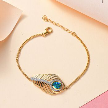 Pfau Triplett Quarz und Zirkon Armband, 19 cm - 2,48 ct.