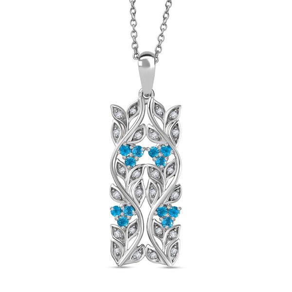 ALLORO AA Neon Apatit und Zirkon Anh&auml;nger mit 45cm Kette - 0,88 ct.