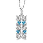 AA Neon Apatit, Weißer Zirkon Schmuckset 925 Silber platiniert ca. 0.88 ct