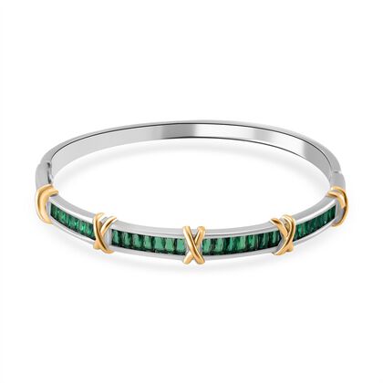 Gr&uuml;ner Zirkonia Armreif ca. 19 cm, bicolor