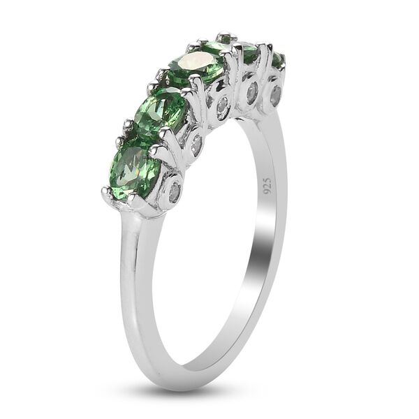 Tsavorite Granat und Zirkon 5 Stein Ring 925 Silber Platin-&Uuml;berzug image number 5