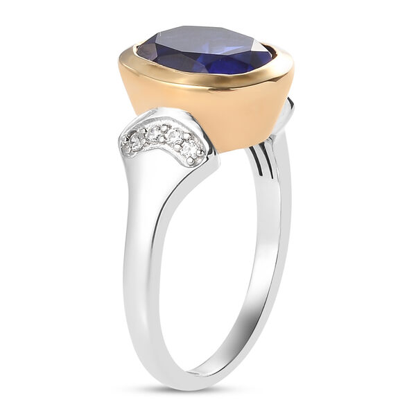 Farbiger Tansanit Quarz und weißer Zirkon-Ring, 925 Silber Bicolor  ca. 2,90 ct image number 5