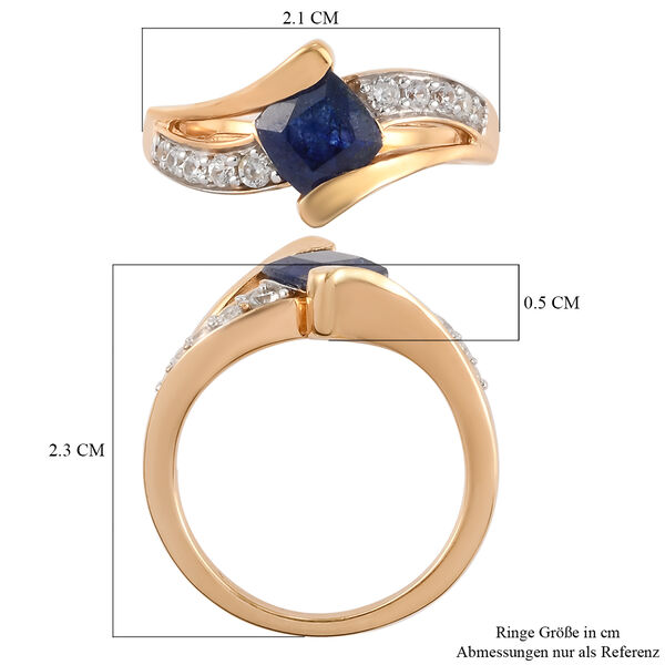 Masoala Saphir und Zirkon Ring 925 Silber vergoldet ca. 1,77 ct image number 8