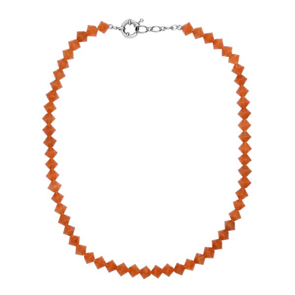 Rotes Aventurin Halskette ca. 50 cm mit 2.5 cm extender, Nickelfreies Messing platiniert ca. 250,00 ct image number 4