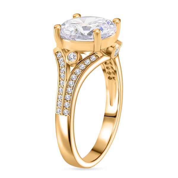 Weißer Zirkonia Ring Nickelfreies Messing vergoldet (Größe 21.00) image number 4