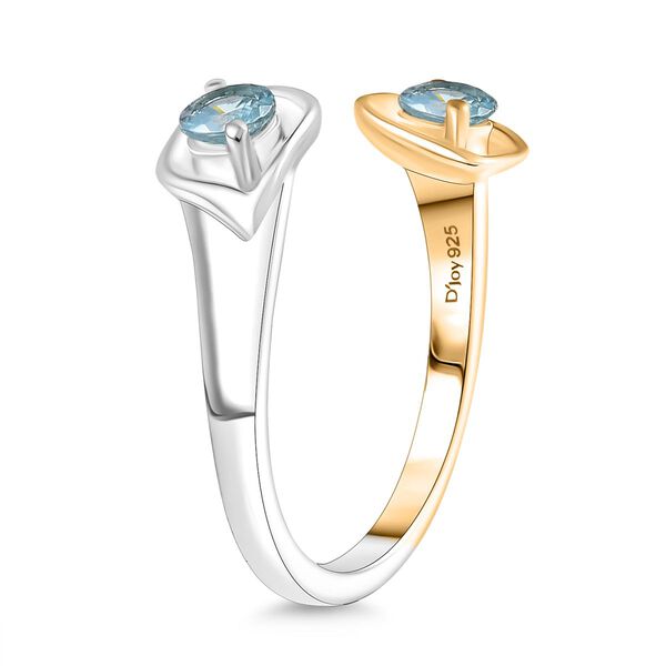 D'Joy blauer Zirkon zweifarbiger Ring und Ohrringe image number 5