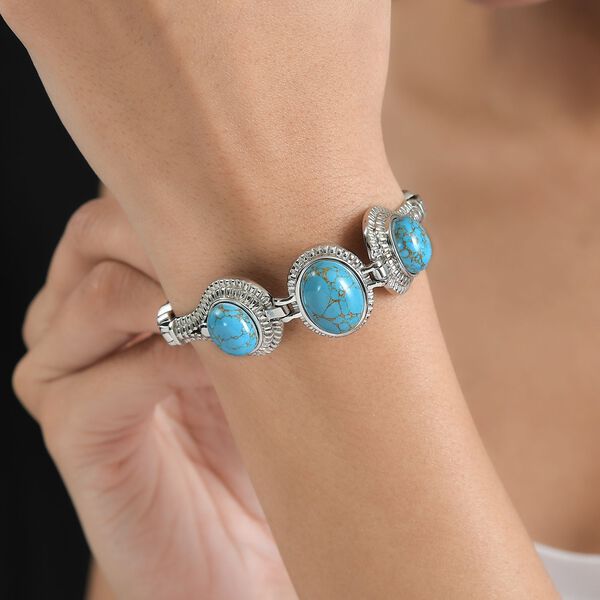 Blaues Türkis Armband ca. 18 cm Edelstahl ca. 18.47 ct image number 3