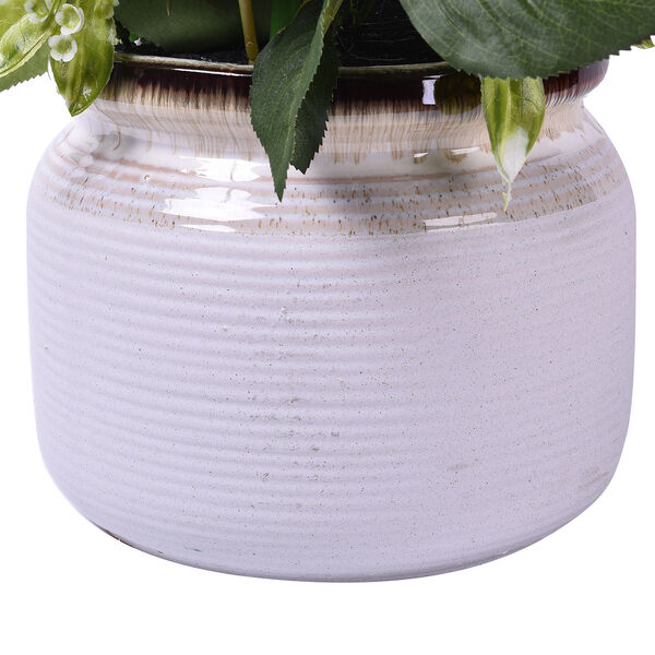 6 weiße Lilien, 3 weiße Rosen mit weißer Keramikvase image number 4