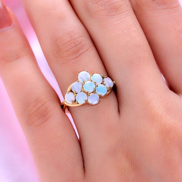 Nat&uuml;rlicher, australischer Opal-Ring, 925 Silber vergoldet  ca. 1,62 ct image number 3