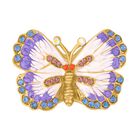 Schmetterling Tablettendöschen mit Kristallen, emailliert, mehrfarbig, 7,5x2 cm, violett image number 0