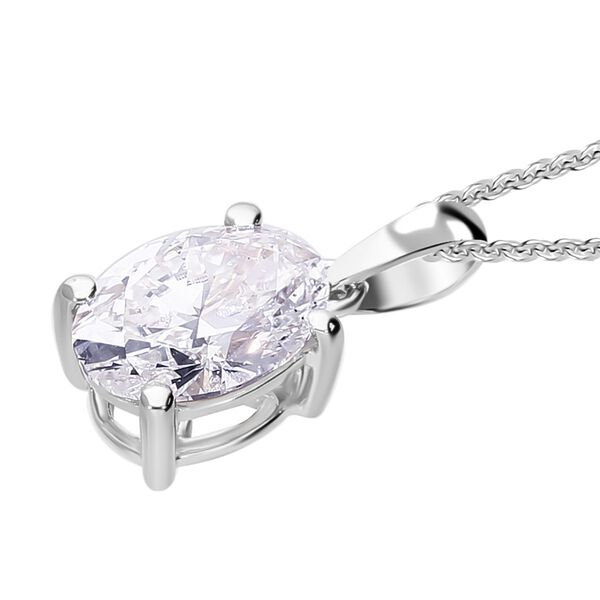 LUXURIANT SGL zertifizierter SI-GH Labor Oval-Diamant Anhänger mit 50cm Kette, 925 Silber rhodiniert - 1 ct. image number 2
