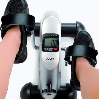 JOCCA - Mini-Heimtrainer, Pedaltrainer mit LCD-Display, f&uuml;r Arm- und Beintraining, verstellbarer Widerstand, grau