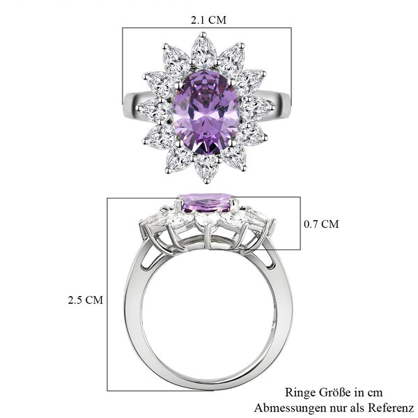 Amethyst und weißer Zirkonia-Ring, reines Ionenbeschichtetes Messing  ca. 7,26 ct image number 7