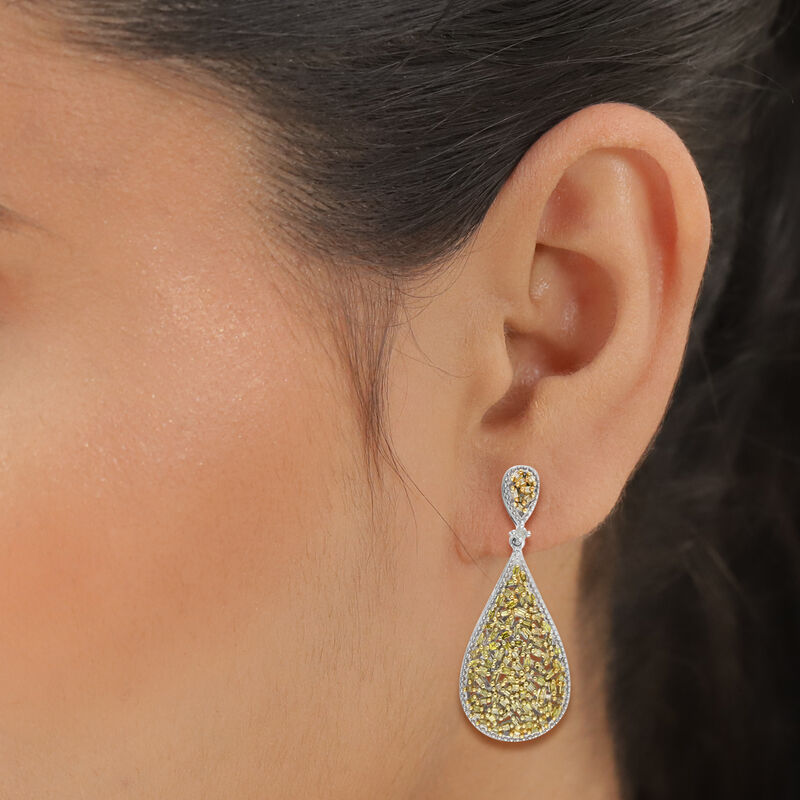 Gelber und Weißer Diamant Ohrringe 925 Silber platiniert ca. 1,00 ct image number 0