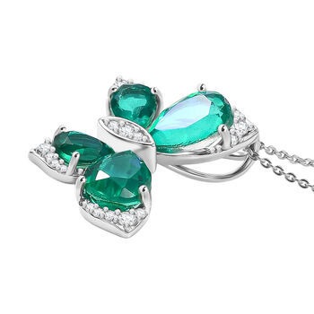 D'Joy Pfau Triplett Quarz und Zirkon Anh&auml;nger mit 50cm Kette - 6,11 ct.