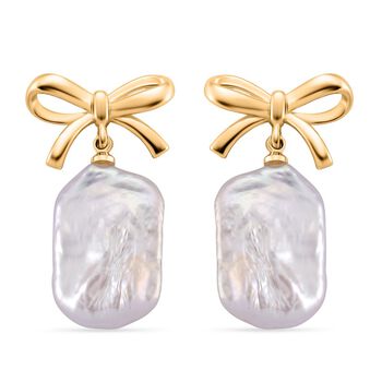 Wei&szlig;e Keshi Perle Ohrringe Nickelfreies Messing, Goldfarben