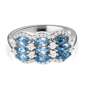 Santamaria Aquamarin und  Zirkon Ring, ca. 1,97 ct