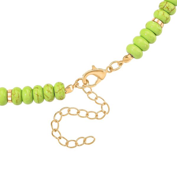 Wei&szlig;e Muschelkernperle, Gr&uuml;ner Howlit Halskette, ca. 50 cm + 5 cm Extender, goldfarben image number 5