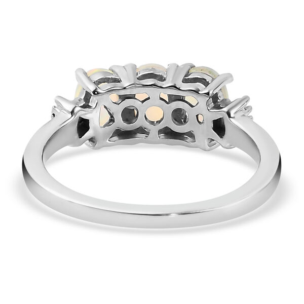 Nat&uuml;rlicher, &auml;thiopischer Opal und wei&szlig;er Diamant-Ring, 925 Silber platiniert, ca. 1,07 ct image number 6