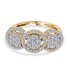 Lab Grown Diamant SI Ring 925 Silber 750 Gelbgold Vermeil (Größe 17.00) ca. 1,01 ct