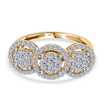 LUXURIANT DIAMOND -Lab Grown Diamant SI-GH Ring, 925 Silber 750 Gelbgold Vermeil (Gr&ouml;&szlig;e 17.00) ca. 1.00 ct