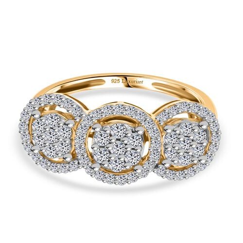 Lab Grown Diamant SI Ring 925 Silber 750 Gelbgold Vermeil (Größe 17.00) ca. 1,01 ct image number 0