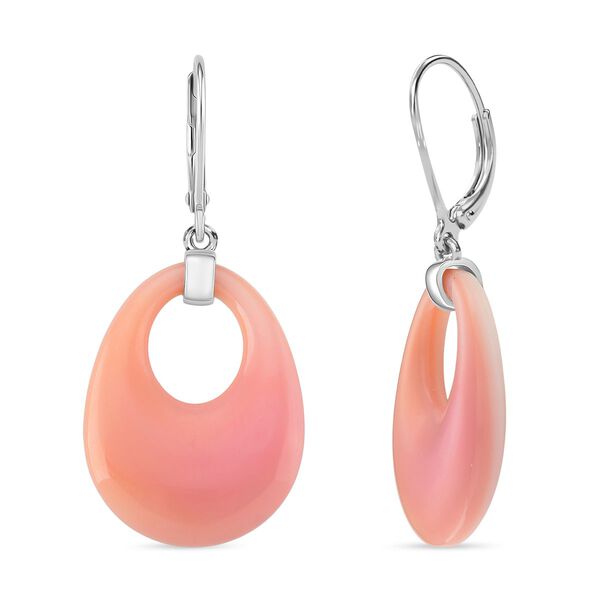 D'Joy Nat&uuml;rlicher Rosa K&ouml;nigsmuschel Perle (25x19 mm) Ohrringe 925 Silber rhodiniert