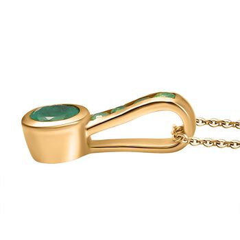 Timeless Embrace - D joy Kagem Sambischer Smaragd Anh&auml;nger mit Kette, 925 Silber 750 Gelbgold Vermeil ca. 0,60 ct.