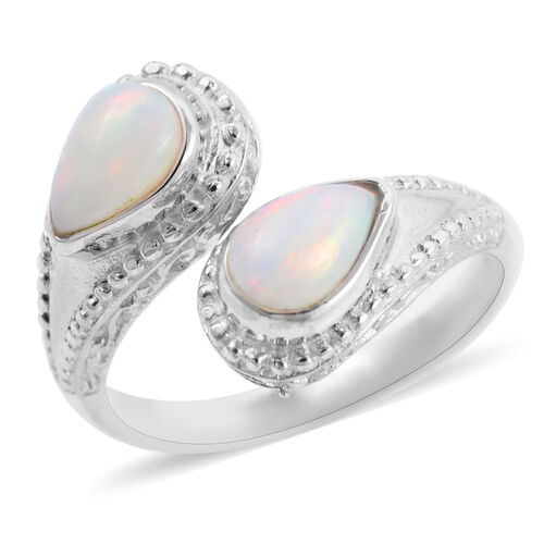 Royal Bali Kollektion - Natürlicher Äthiopischer Opal Bypass Ring 925 Silber image number 0