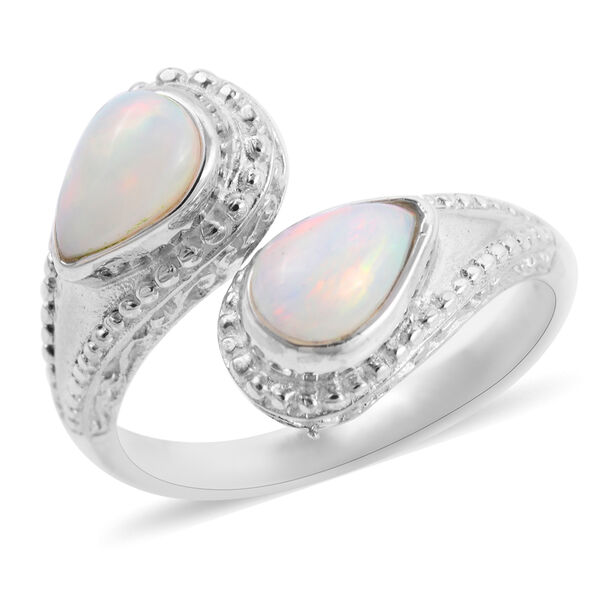 Royal Bali Kollektion - Natürlicher Äthiopischer Opal Bypass Ring 925 Silber image number 0