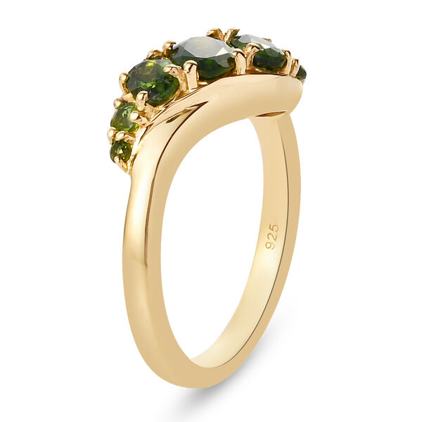 Nat&uuml;rlicher Chromdiopsid Ring 925 Silber vergoldet  ca. 1,02 ct image number 5