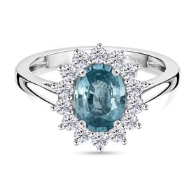 D'Joy AA Blauer Zirkon, Weißer Zirkon Ring 925 Silber rhodiniert (Größe 18.00) ca. 2,61 ct
