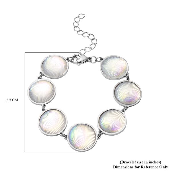 Muschel-inspiriertes Harzperlen-Design Armband, ca. 18.5 cm+ 5 cm extender, Reiner Edelstahl, Wei&szlig; image number 2