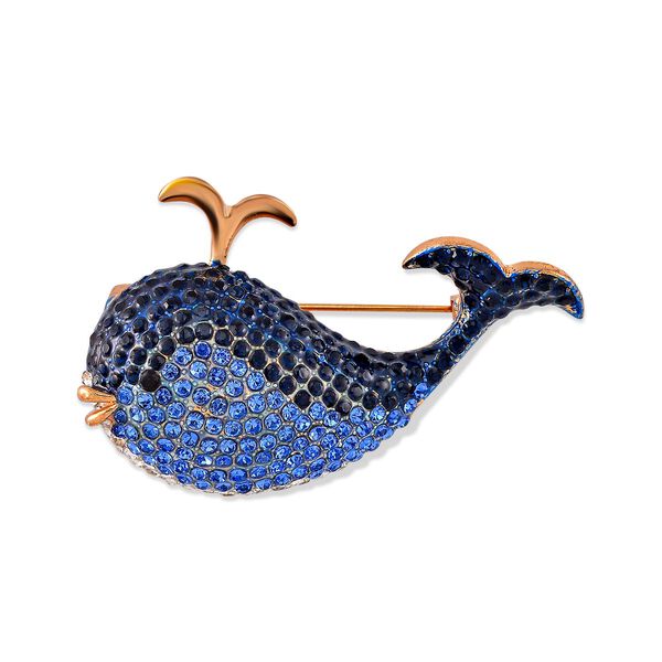 Mehrfarbiger Kristall Delphin Brosche