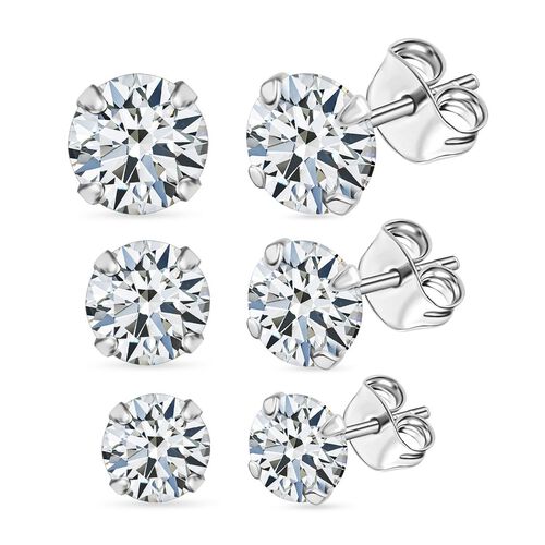LUSTRO STELLA 3er-Set AA weiße Zirkonia Ohrringe, , 925 Silber rhodiniert image number 0