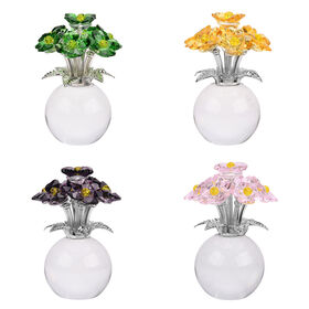Kristallglas-Blume mit silberfarbenem Metallstiel
