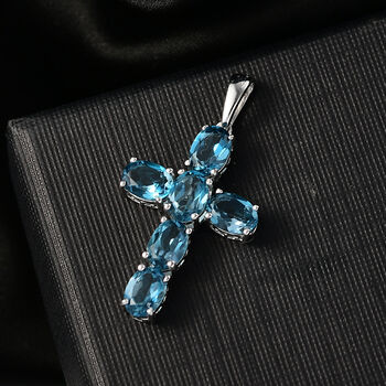 D'Joy London Blau Topas Anh&auml;nger 925 Silber rhodiniert ca. 5,65 ct.