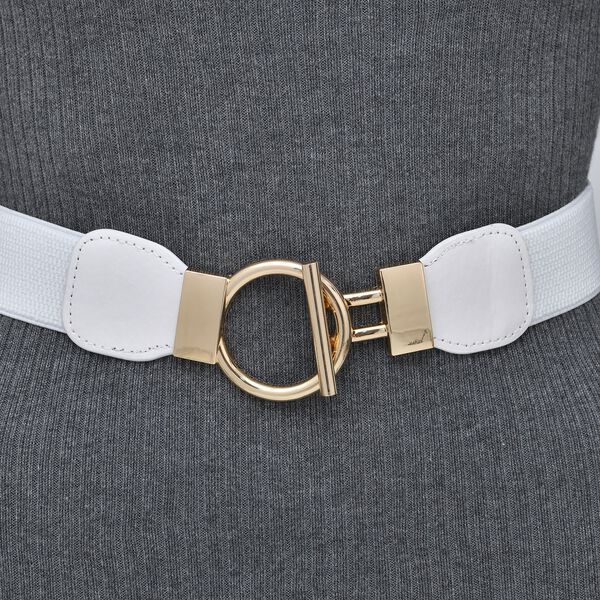 Modischer Gürtel mit Metallschnalle, Größe 4x75 cm, gewebt, Weiß image number 4