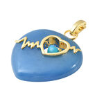 Blauer Jade und Miami Blau Welo Opal Herz-Anhänger, 925 Silber vergoldet ca. 40,32 ct image number 1