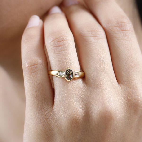 AA Natürlicher, goldener Tansanit und Zirkon Ring, ca. 0,57 ct. image number 3