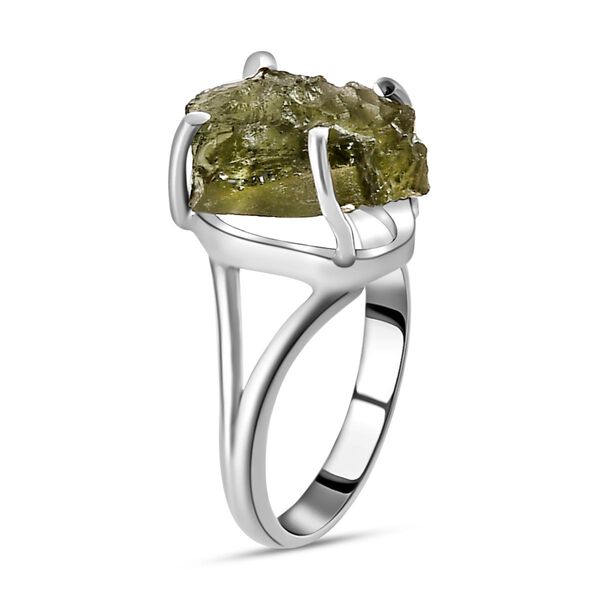 Nat&uuml;rlicher Moldavit-Ring, 925 Silber  ca. 4,80 ct image number 5