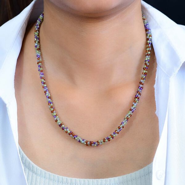 Mehrfarbige Edelstein Halskette ca. 60 cm 925 Silber ca. 100.56 ct image number 3